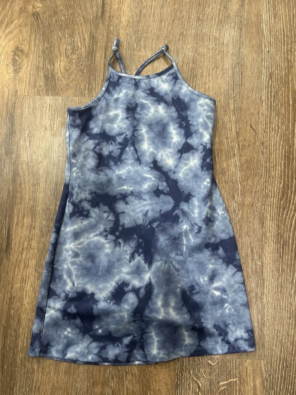 GB Girls Blue Tie Dye Tennis Dress Built In Shorts Athletic Size 8 Lined
